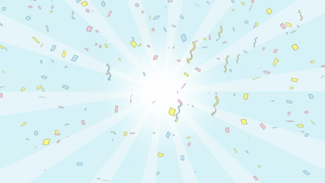 カラフルでポップな紙吹雪イラストのアニメーション　ループ可能