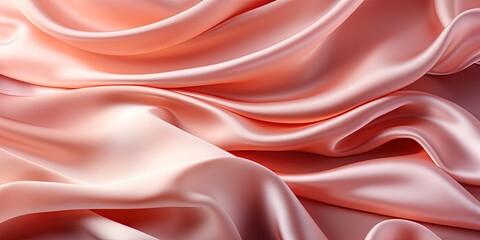 Pink rose peach white silk satin. Creases in fabric. Light luxury elegant background with space for design