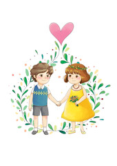 소년과 소녀 배경없는