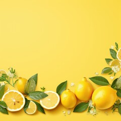 Banner with a Yellow background and a Lemon with space for text. Creative food concept for ads, banners and greeting card
