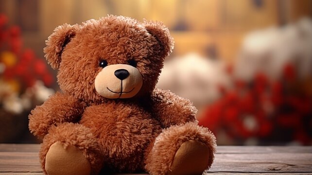 Extremely detailed teddy bear dark brown fluffy image Ai generated art