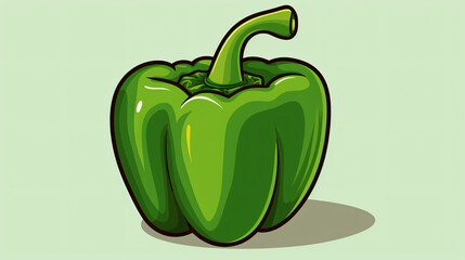 A cartoon illustration of a green bell pepper.