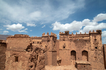 View of part of the main building of the Telouet Kasbah in Morocco