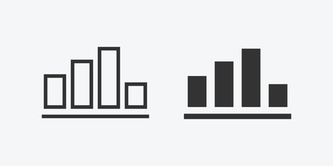 vector illustration of bar chart icon on grey background for website, ui ux and mobile design. vector illustration
