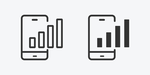 vector illustration of bar chart icon on grey background for website, ui ux and mobile design. vector illustration
