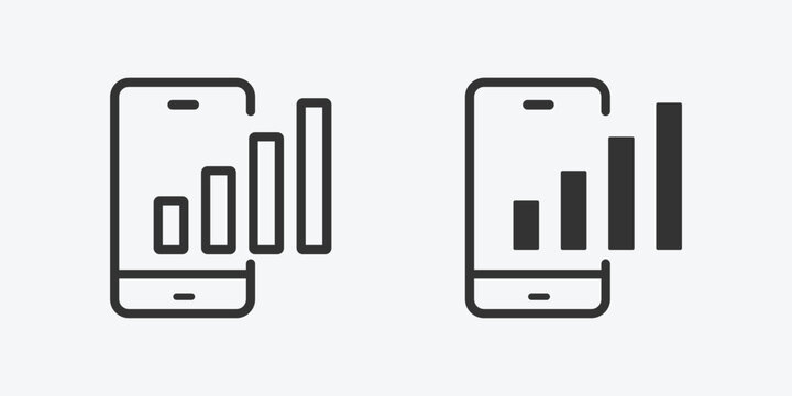 vector illustration of bar chart icon on grey background for website, ui ux and mobile design. vector illustration