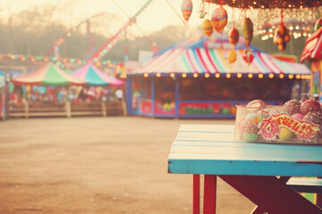 Obraz premium Candy bar in amusement park - vintage effect style.