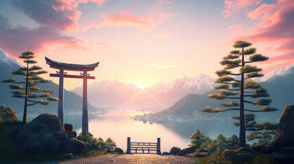 Obraz na płótnie Canvas Landscape view of the Japanese countryside
