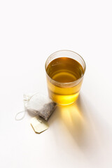 Korean baked corn tea bags and glass cup