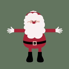 Santa in a modern cartoon style with outstretched arms. Father Christmas with welcoming arms. Christmas love. 