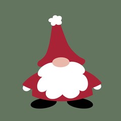 Santa drawn in a Gonk style. Father Christmas created in a modern gnome style. Simple festive Xmas design with big bushy beard. Christmas gonk.