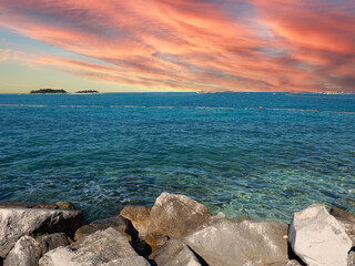 sunset over the sea on the Adriatic in Croatia