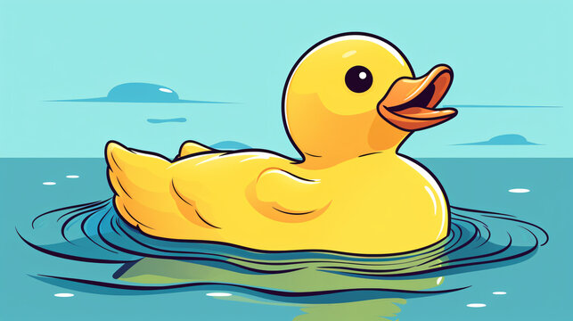 A cartoon illustration of a yellow rubber duck