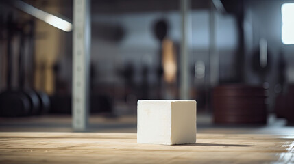 Weightlifting chalk stand on a clean floor - obrazy, fototapety, plakaty