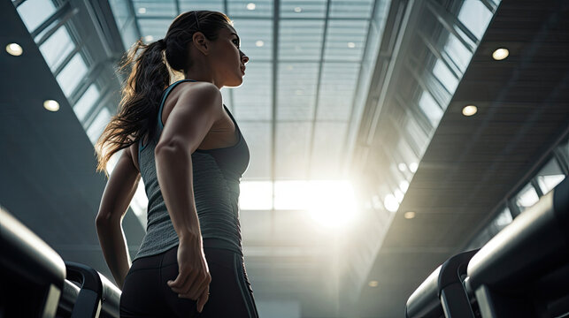 Climbing on stepmill with determination