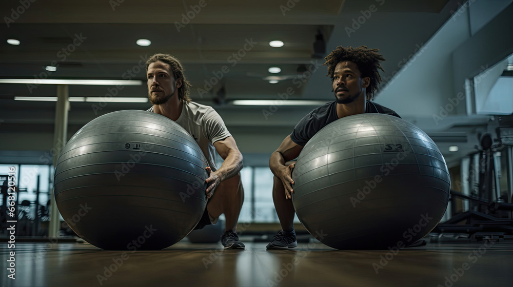 Wall mural core strength and control in stability ball rollouts