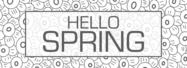 Hello Spring Floral Texture Flowers Black White Text Box 