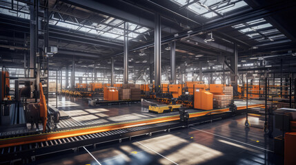 Logistics Center Interior: Automated Sorting Systems for Efficient Processing