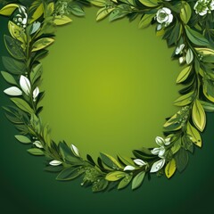 Fototapeta premium Christmas and New Year holiday banner with a Green background and a Wreath. Concept with space for text for ads, banners and greeting card