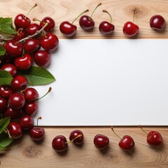 Banner with a Mahogany background and a Cherry with space for text. Creative food concept for ads, banners and greeting card