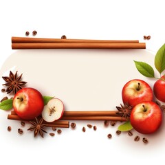 Banner with a Cinnamon background and a Apple with space for text. Creative food concept for ads, banners and greeting card