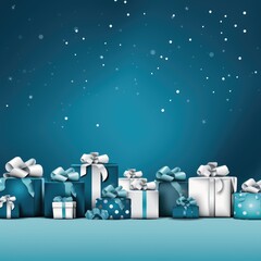 Christmas and New Year holiday banner with a Blue background and a Holiday Shopping. Concept with space for text for ads, banners and greeting card