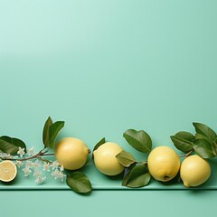 Banner with a Jade Green background and a Jade Fruit with space for text. Creative food concept for ads, banners and greeting card