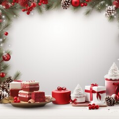 Christmas and New Year holiday banner with a White background and a Christmas Morning. Concept with space for text for ads, banners and greeting card