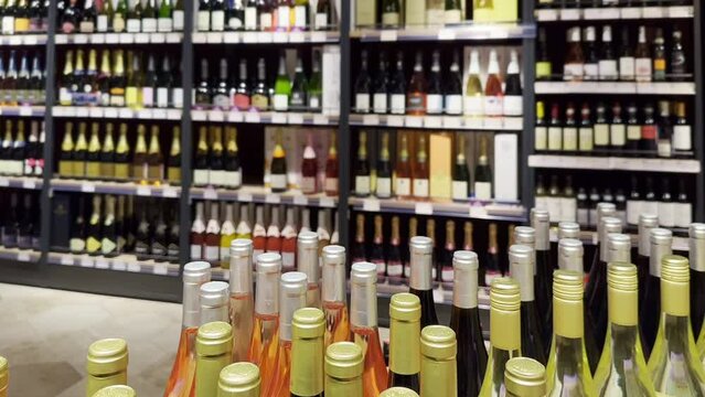 liquor store shelving,shelves with alcohol in the store