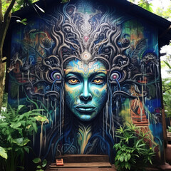 ayahuasca deity shamanism new age graffiti gaia - by generative ai