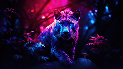 neon spirit animal panther wildlife predator shamanism - by generative ai