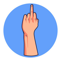 illustration of raising the middle finger for entertainment, emblems in public places, magazines, flyers, banners, t-shirt designs, complementary design assets