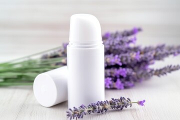 Female deodorant lavender plant care. Top toiletry product for female use. Generate Ai