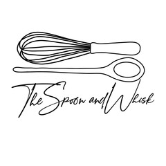 The spoon and whisk. Vector illustration art.