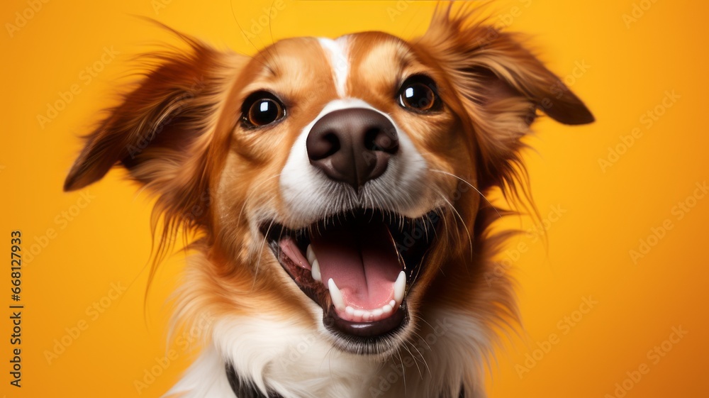 Wall mural Close-up Portrait of Domestic Canine on Colored Background