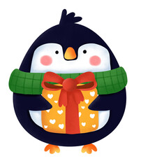 Penguin whit gift box