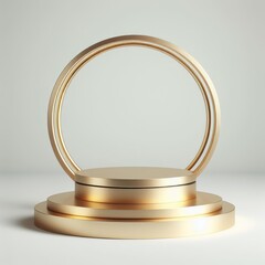 Golden  marble podium for product display with abstract background pedestal for social media post