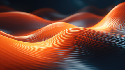 Fototapeta premium Vibrant abstract waves in fiery orange and deep blue hues. Dynamic digital art background with flowing lines and luminous glow. Ideal for design, wallpapers, and modern presentations.