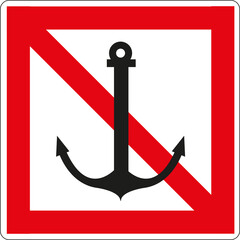 Panneau code de la navigation en eaux intérieures: Ancrage interdit	