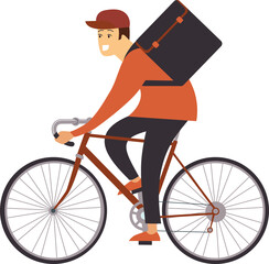 Courier delivery man. city bike delivering service. - 668129360