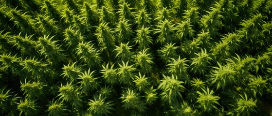 Marijuana plantation seen from above. Natural medicine. CBD