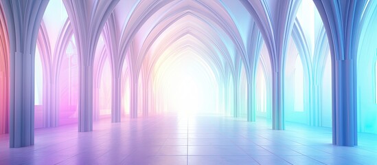 AI renders Gothic inspired interior with abstract gradient in white and colors