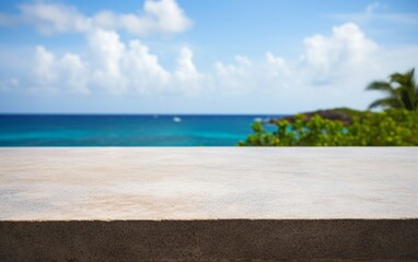Fototapeta premium empty marble granite table top sea summer background