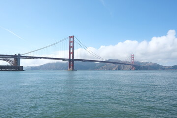 View of the Golden Gate Bridge in San Francisco on bright day