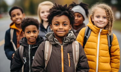 Kids Standing in Line, Anxiously Awaiting Field Trip