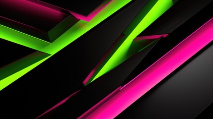 Lime Green and pink neon glowing lights on black background. Black Friday Sale concept. Futuristic abstract digital dark illustration in vibrant colors.