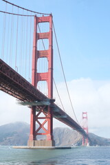 View of the Golden Gate Bridge in San Francisco on bright day