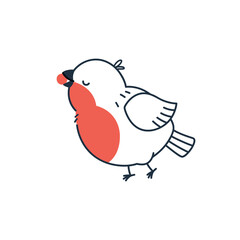 Vector illustration of a cute winter bird bullfinch, isolated on a white background