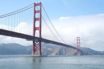 View of the Golden Gate Bridge in San Francisco on bright day