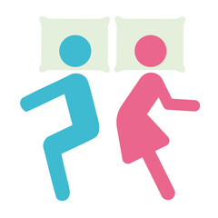Simple icon of couple of people sleeping in different positions.